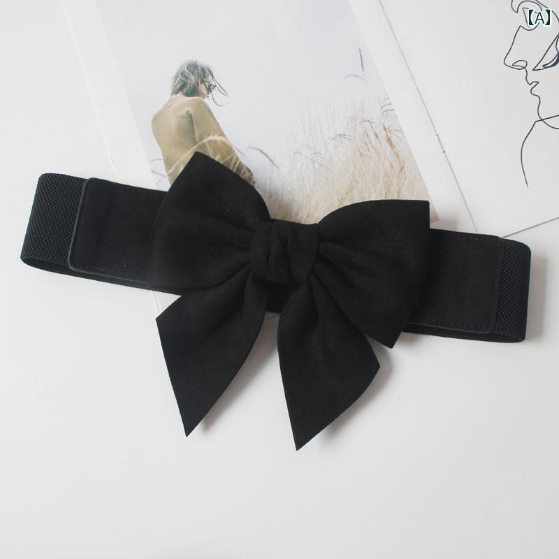 ベルト レディース BIG リボン 布 立体 ウエスト バンド ワイド 幅広 ベルト ガードル ウエストマーク ..