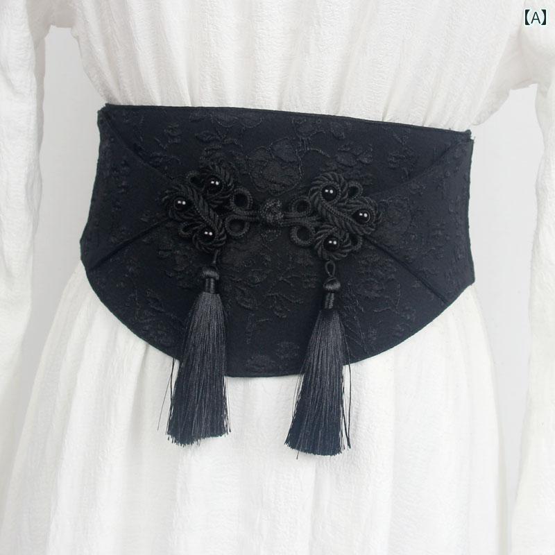Women's Belt Corset Retro Tassel Decoration Hanbok Chinese Wide Belt Band Dress Wrap Girdle Ethnic Folk Colorful Accessory Tummy Cover Body Shaping Up Costume Ceremony Festival