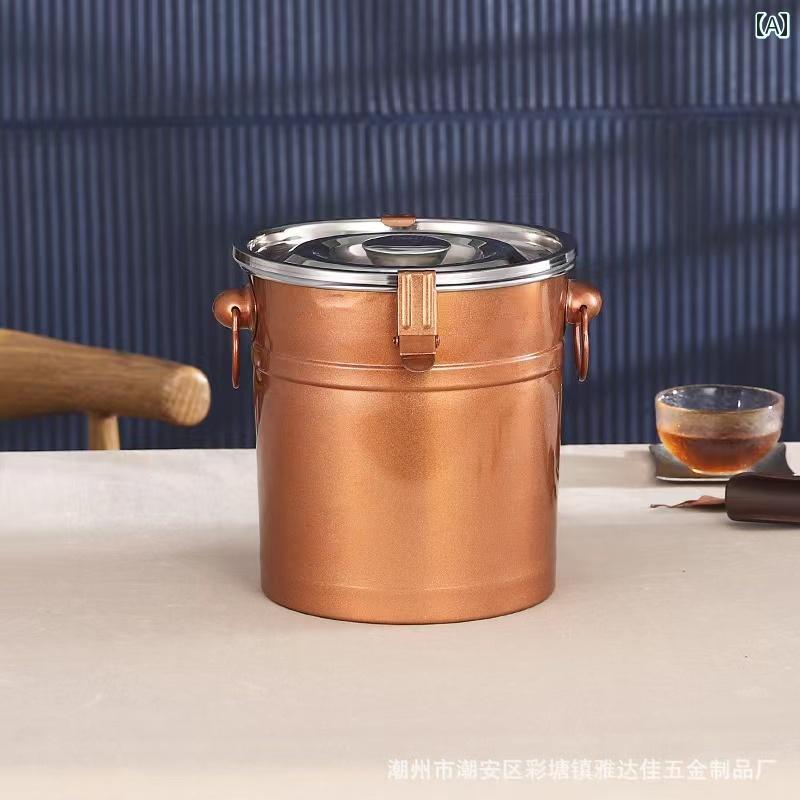茶缶 キャニスター 密閉容器 豪華感 ステンレス バケツ 密封 包装 お茶 保存 箱 缶...