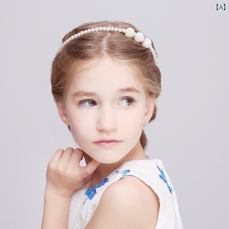韓国 子供 ドレス ヘアアクセサリー キッズ 女の子 パール カチューシャ プリンセ...
