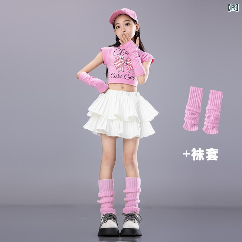 キッズ 子供 半袖ショートトップス チュチュスカート リボン 女の子 女の子 ダンス...