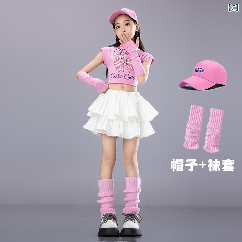 キッズ 子供 半袖ショートトップス チュチュスカート リボン 女の子 女の子 ダンス...