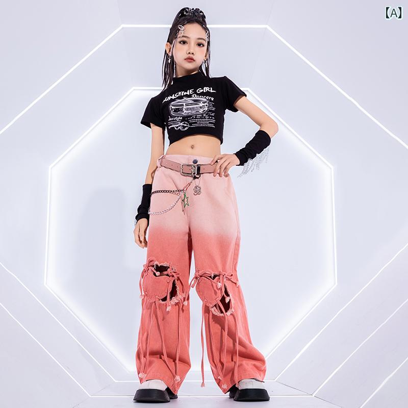 キッズ 子供 半袖ショートトップス パンツ お腹見せ ダンス 衣装 セット ヒップホップ ストリート ステージ パフォーマンス ファッション 目立つ 韓国 おしゃれ かわいい 映え 夏