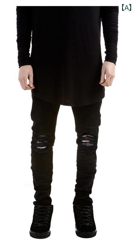 デニム ジーンズ メンズ カジュアル ズボン ジッパー ロングボトムス オールシーズン ストレート スリムフィット ストレッチ性 ダメージ加工 薄手 ポケット おしゃれ ファッション