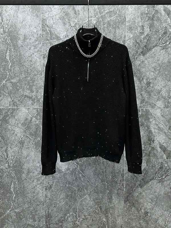 メンズ トップス 韓国 ハーフハイネック スパンコール キラキラ装飾 セーター カジュアル 秋冬 ベース ..