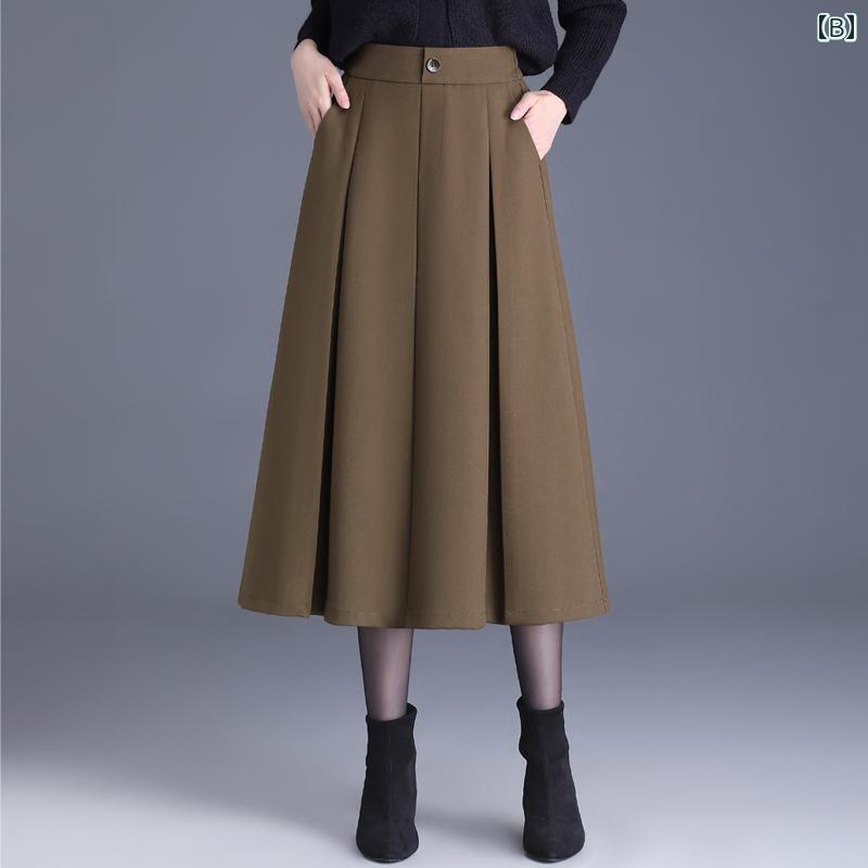 スカート レディース 大人 レディース ブラウン プリーツ Aライン ハイウエスト 秋 スリム ドレープ 感 ミモレ丈 カジュアル アンブレラ
