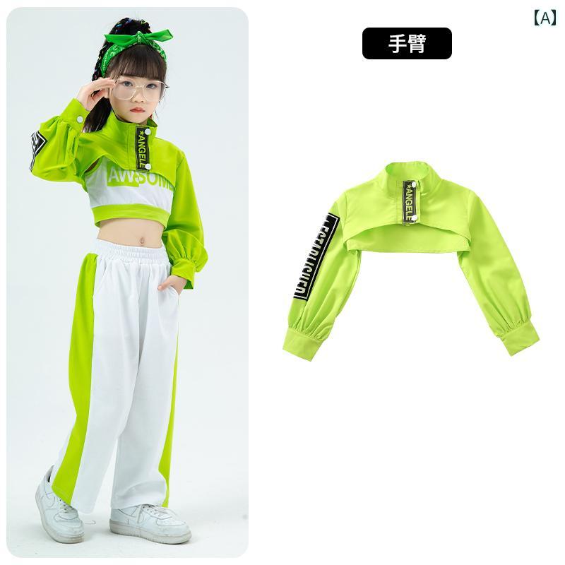 Top & Bottom Sets - 子供服 女の子 シャツ パンツ セット へそ出し コスチューム 衣装 ヒップホップ ストリート系 パフォーマンス クール ダンス ユニフォーム ホームウェア