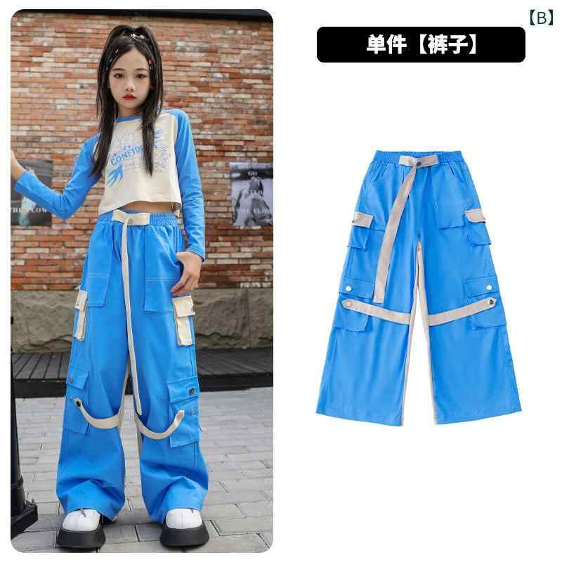 セキュアデポの子供服 女の子 シャツ パンツ セット へそ出し コスチューム 衣装 ヒップホップ ストリート系 パフォーマンス クール ダンス ユニフォーム ホームウェア｜アングル2