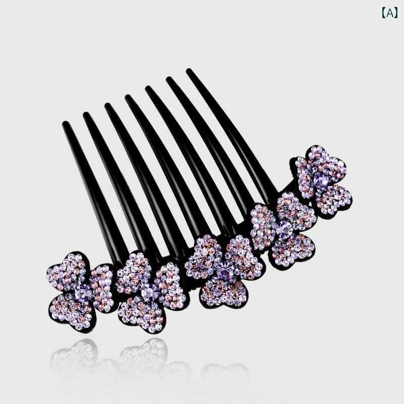 ヘアピン 髪飾り ヘアコーム ラインストーン ヘアアクセサリー アップヘア おしゃ...