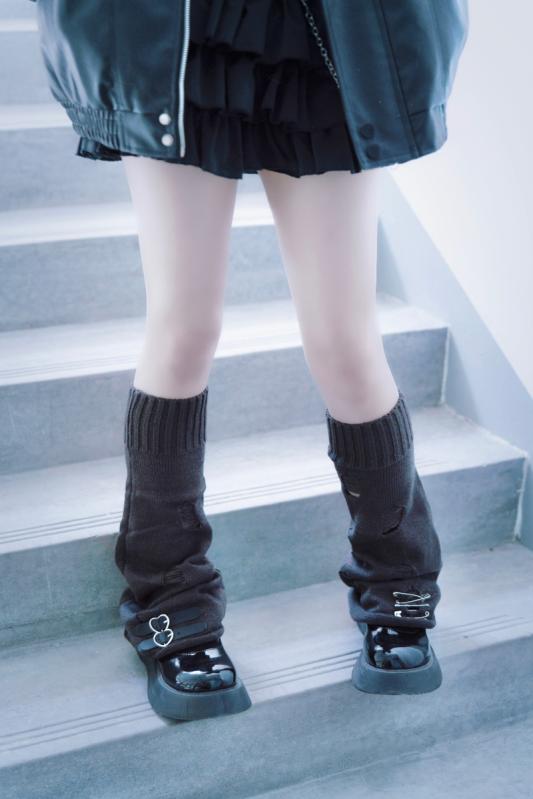 レッグウォーマー レディース 女の子 アクセサリー レトロ ダークグレー ソックス ダーク ゴシック パンク ユニーク サブカル