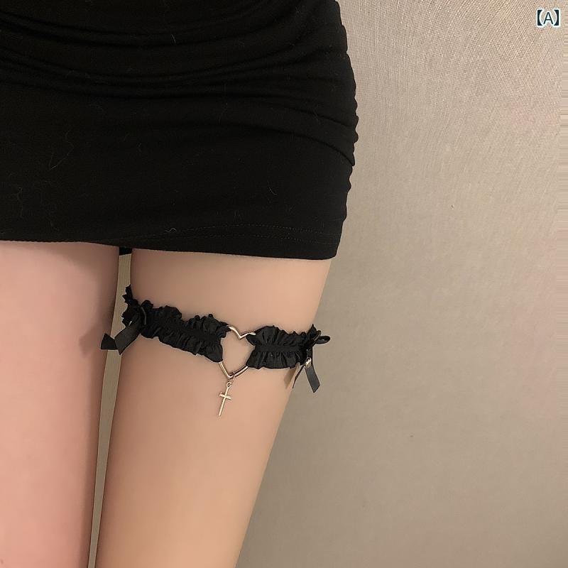 ガーター ハート クロス モチーフ 脚 太もも 装飾 チョーカー パーティー イベント ユニーク 個性 ネックレス アクセサリー レディース 魅惑