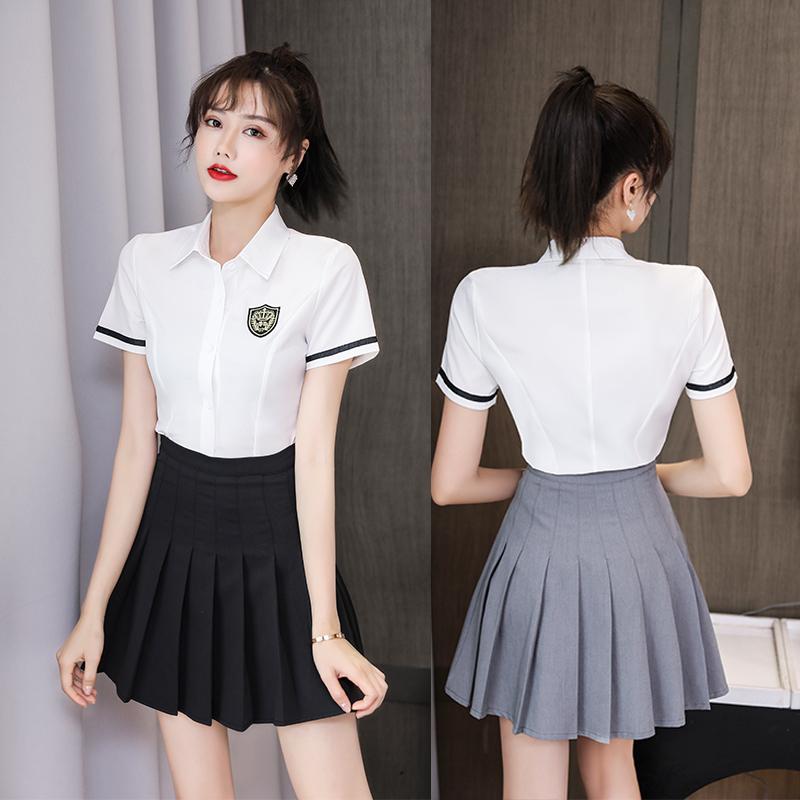 夏 ファッション 制服 シャツ プリーツスカート 学生 スーツ レディース セットアップ ネクタイ リボン スタイリッシュ コスプレ