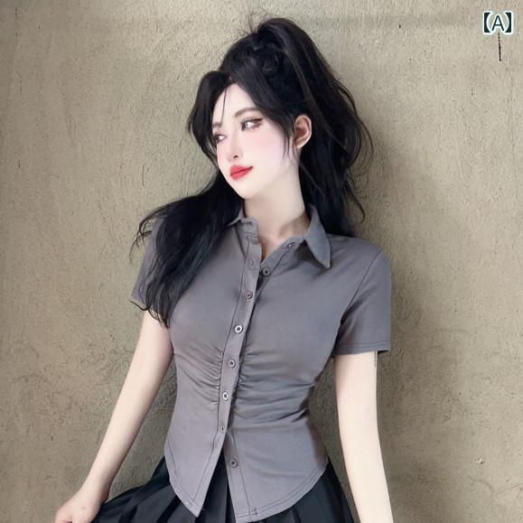 制服 シャツ プリーツスカート レディース ハイウエスト フロント グレー デスク 学生 フットマッサージ ミニスカート セクシー スタイリッシュ 夏 セットアップ 半袖