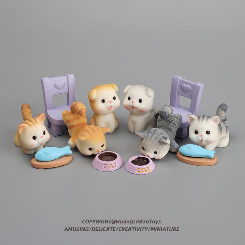 かわいい 食いしん坊 子猫 ミニチュア 子供 おもちゃ 動物 机 装飾 人形 癒し デコレーション インテリア