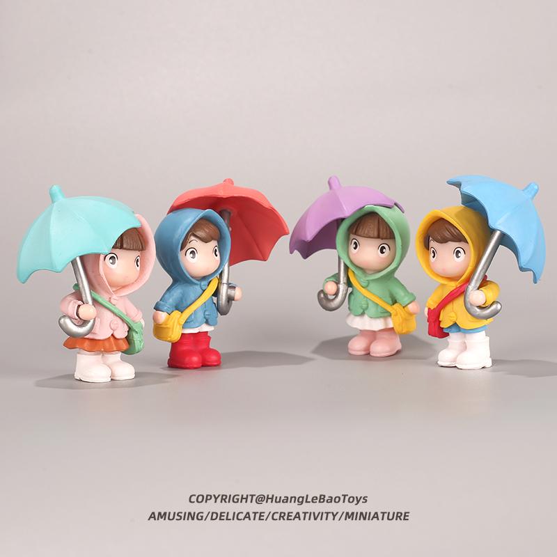 傘持った かわいい 女の子 男の子 卓上 飾り ミニチュア おもちゃ 人形 おまま ディスプレイ インテリア