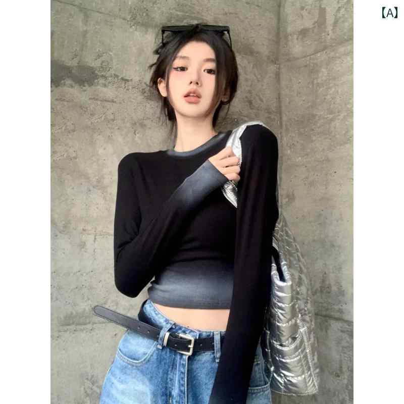 レディース 長袖 ショートトップス ロンT お腹見せ セクシー クロップド ラウンドネック レディース スリム カジュアル シンプル 無地 かわいい 合わせやい 着回し デート レジャー 普段使い使い