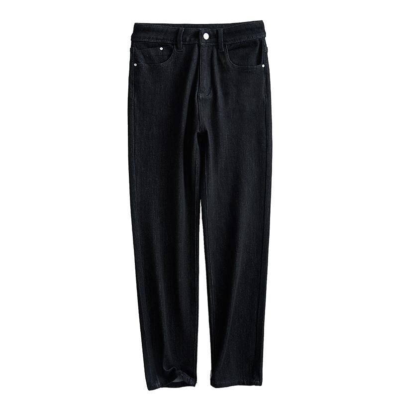 Straight Jeans - パンツ レディース 九分丈 レトロ ハイウエスト スリム ブラックグレージーンズ デニムコットン カジュアル ストレッチ ストレート レッグパンツ スリムフィット カジュアル レジャー 快適