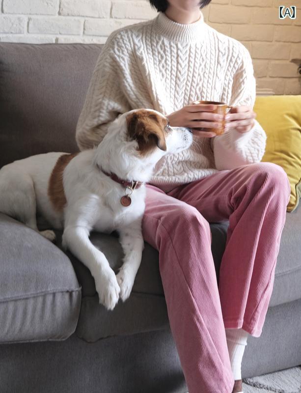 セーター 長袖 レディース ノルディック ツイスト ハイラウンドネック 縄編み プルオーバー スリム 厚..