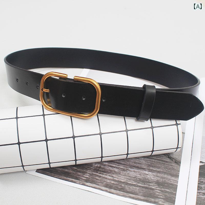 ファッション ベルト 銅 バックル カジュアル 牛革 ジーンズ レトロ レザー 夏 アクセサリー レディース