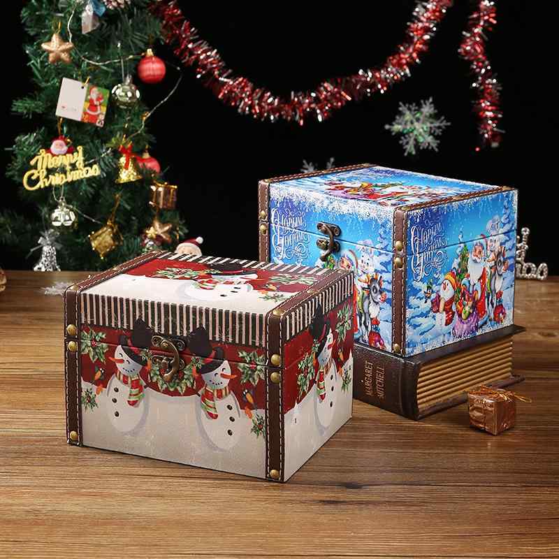 クリスマス レトロ 収納 ボックス ヨーロッパ スクエア レザー 木箱 アクセサリー 小物入れ アンティーク 宝箱 インテリア