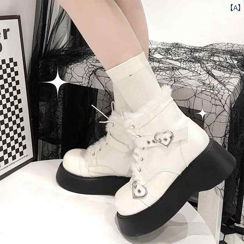 ロリータ シューズ 靴 スノーブーツ 冬 かわいい ガーリー 防寒 厚 大きめサイズ ショートブーツ