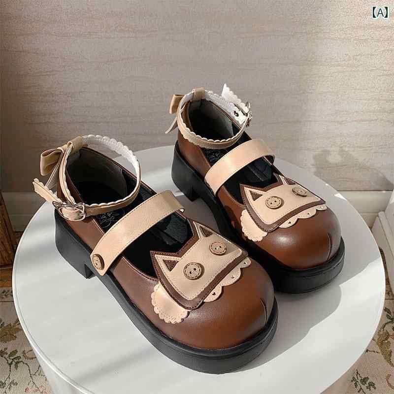 ロリータ シューズ レディース ラウンドトゥ かわいい カジュアル キュート 女の子 ガーリー 厚 高校生 制服 靴