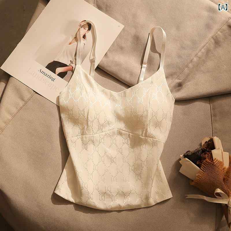 キャミソール フランス風 アセテート サテン レディース スリムフィット トップス 胸パッド フォーマル