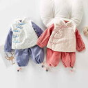 ベビー服 チャイナ風 フリース トップス パンツ セット 秋冬 暖かい お散歩 女児 かわいい キュート ギフト ベビー品 子供服