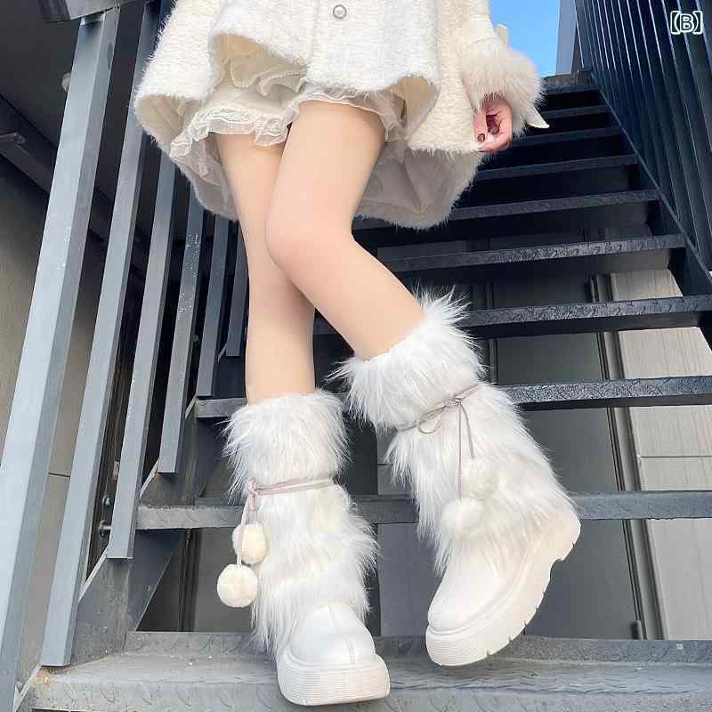 ピンク クール 鹿革 ロープ ソックス JK ガール ロングヘア パイルソックス 秋冬 ...