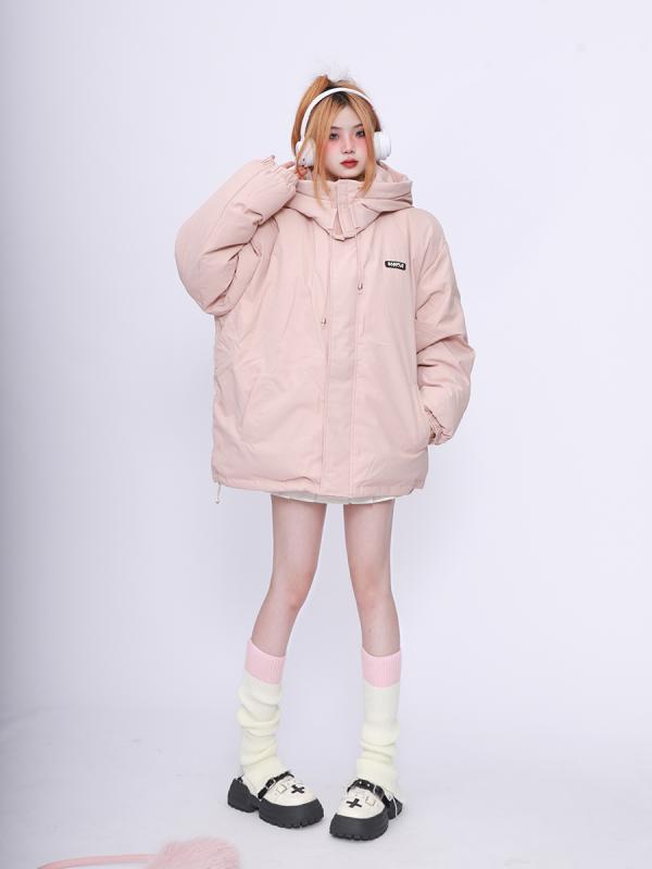 ホワイトダックダウン 取り外し可能 ピンク ダウンジャケット レディース 冬 フード 厚手 コート