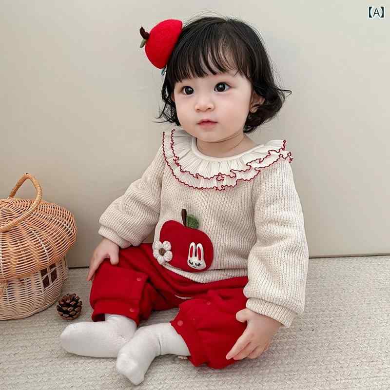 ベビー服 ニット ロンパース ジャンプスーツ 起毛 女児 秋冬 かわいい キュート ギ...