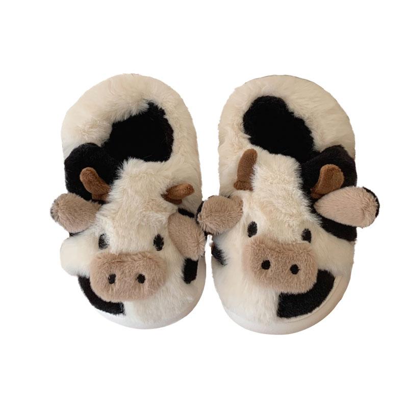 スリッパ サンダル もこもこ ホームシューズ 冬 コットン 子供 親子 かわいい 牛柄 保温性 滑りにくい 室内