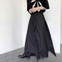 メンズ パンツ ダーク パイオニア 二重層 アシンメトリー キュロット カジュアル パンツ ワイドパンツ ブラック