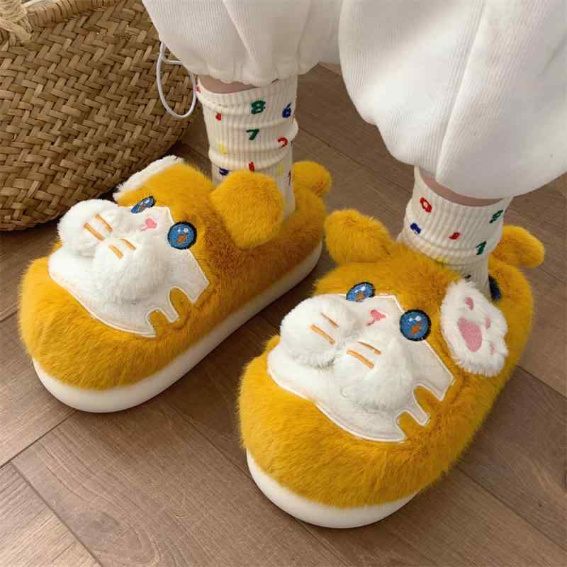 スリッパ 冬 コットン 韓国 レディース かわいい タイガー 保温 滑りにくい サンダル 室内 PVC