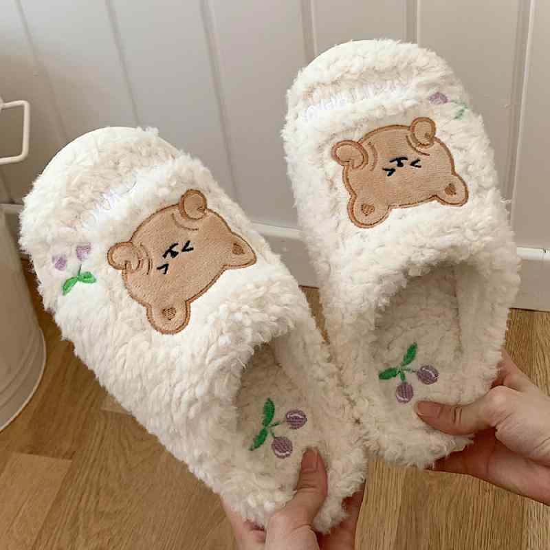 スリッパ 秋冬 コットン 韓国 レディース もこもこ かわいい クマ 保温 滑りにくい サンダル 室内