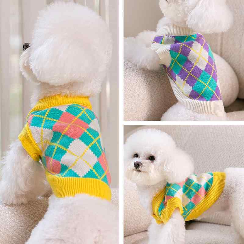 ペット ウェア 犬 猫 小型犬 チワワ ビション テディ 服 セーター 秋冬 ベスト ノースリーブ カジュアル かわいい