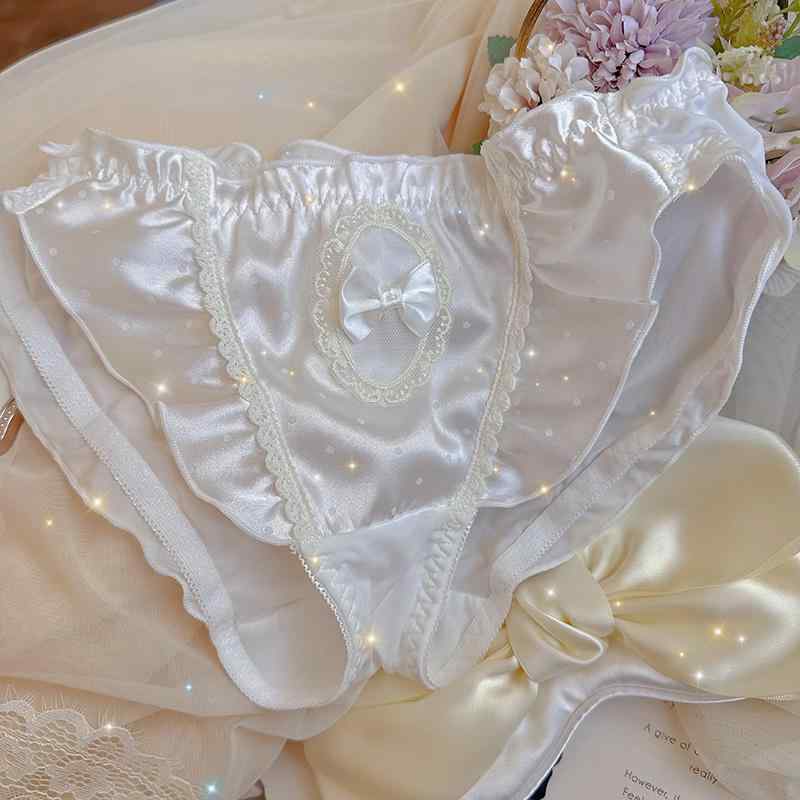 パンティー レース サテンステッチ レディース パンティー ソフト コットン 股 ミドルウエスト 女の子 ブリーフ ガーリー