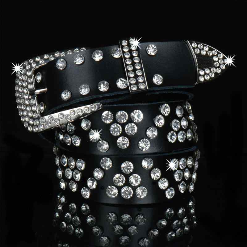 レディース 革 ピン バックルベルト レディースファッション スタッズ ラインストーンベルト 牛革 パンツ ベルト カジュアル エクストラ ロング ワイド レザー