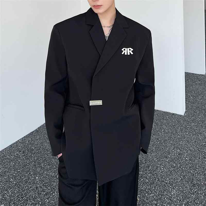 メンズ トップス 韓国 ジャケット シルエット ヘビー ショルダーパッド ファッション ブラック アウター