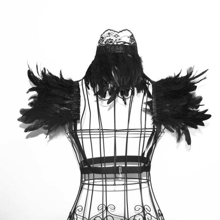 コスプレ レディース アクセサリー 装飾 衣装 仮装 ゴシック レース 羽根 ステージ パフォーマンス 小..