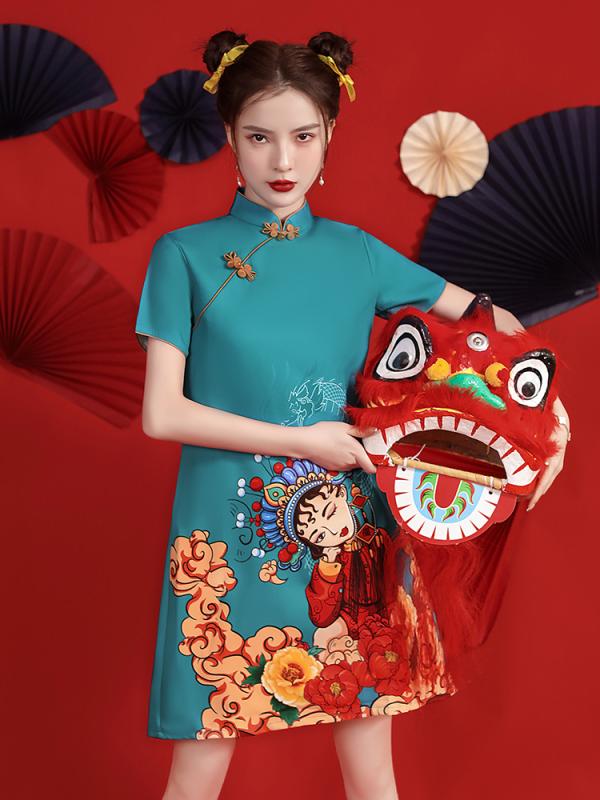 樂天商城 - スカート ショート スーツ チャイナ ベスト スリム フィット 短い 中国風 レトロ 漢服 かわいい 婦人服 清楚 春夏秋 レディース 小さめ レディース