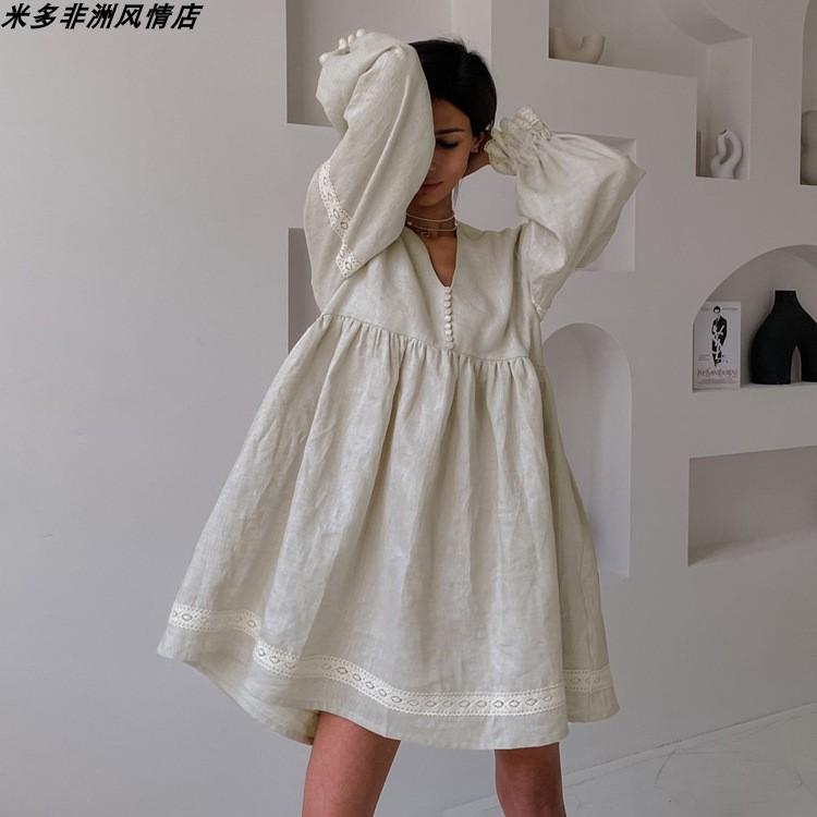 ファッション ドレス トップス カットソー マタニティドレス ワンピース シック Vネック フレンチスカート レディースレディース レトロ かわいい