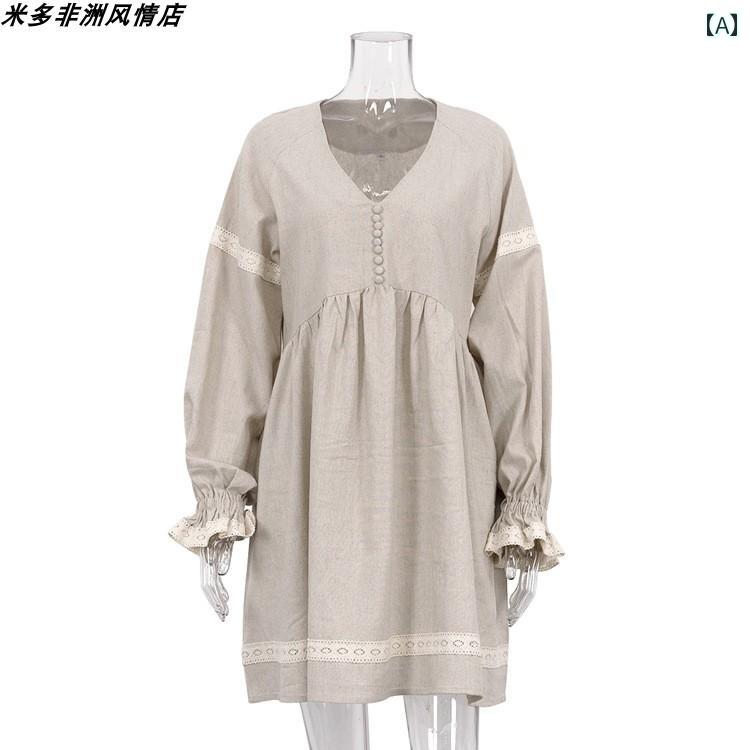 ファッション ドレス トップス カットソー マタニティドレス ワンピース シック Vネック フレンチスカート レディースレディース レトロ かわいい