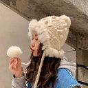 韓国 かわいい 帽子 レディース ウール帽子 レディース 冬 ロシア帽子 耳保護 暖かい 裏起毛 ウサギ ニット帽子