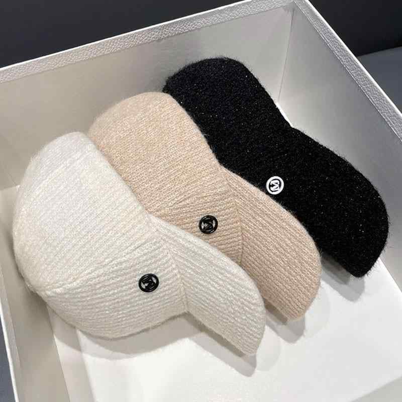 帽子 韓国 レトロ M文字 野球帽 レディース 秋冬 暖かい ひさし ブリム バスボールキャップ ツバキャップ 高保温性