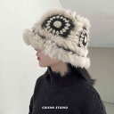 帽子 中国風 ウサギ 手編み ライオン バケットハット 暖かい バケットハット ウール帽子 冬 レディース