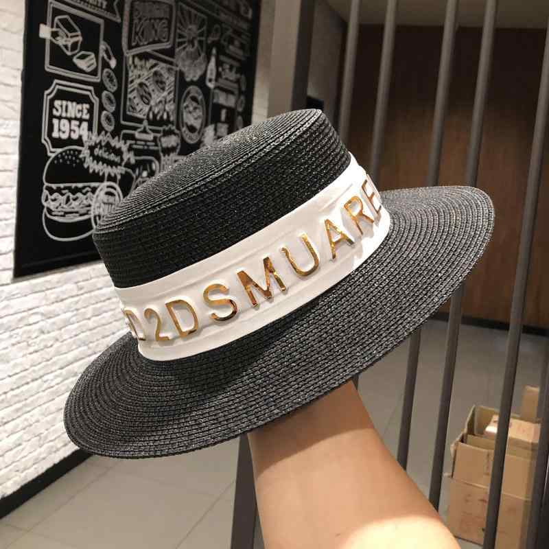 帽子 レディース 英国 フラットトップ 麦わら帽子 韓国 夏 旅行 日焼け防止 ビーチハット 麦わら帽子