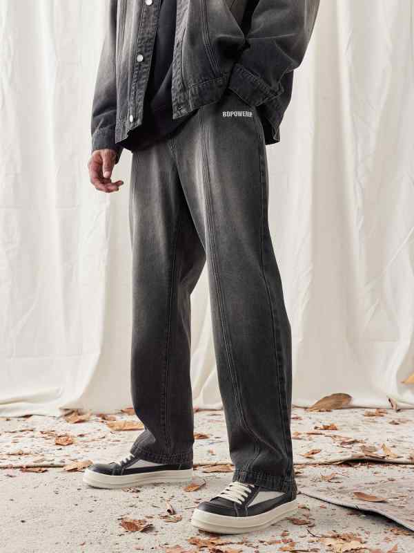 綿 ワイド スポーツ パンツ メンズファッション 刺繍 ジーンズ メンズ