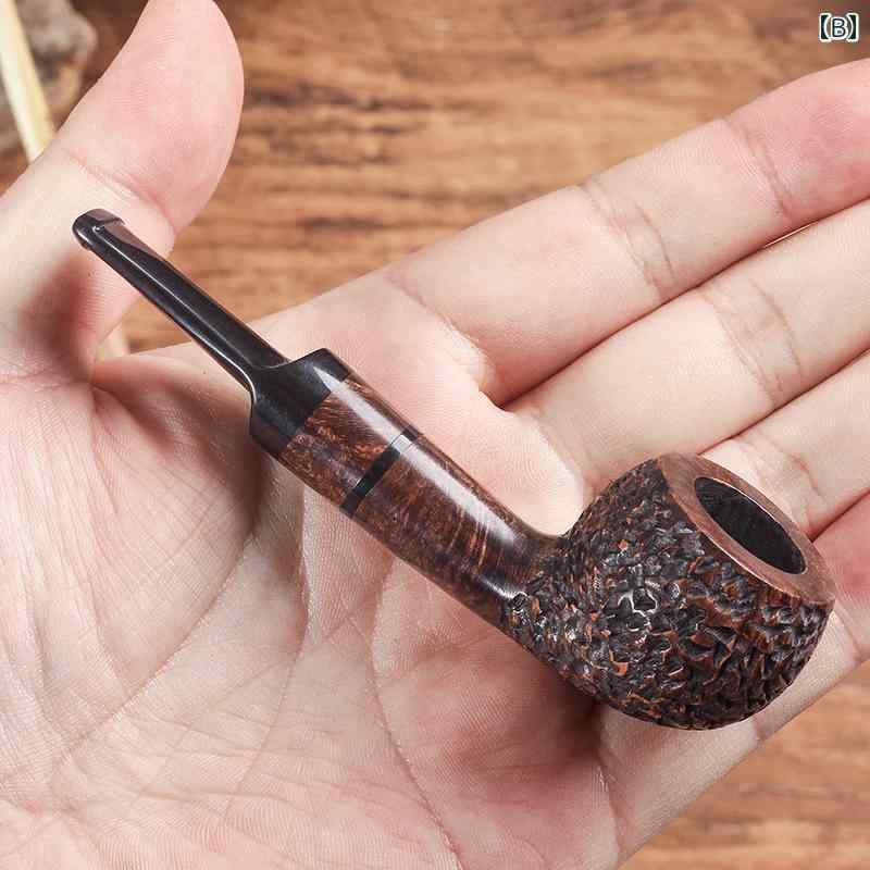 セキュアデポの喫煙パイプ ブライヤーパイプ 煙管 タバコ パイプ 葉巻 レトロ メンズ おしゃれ ポータブル フルセット 昔がら 無垢材 滑らか 伝統 アンティーク｜アングル3
