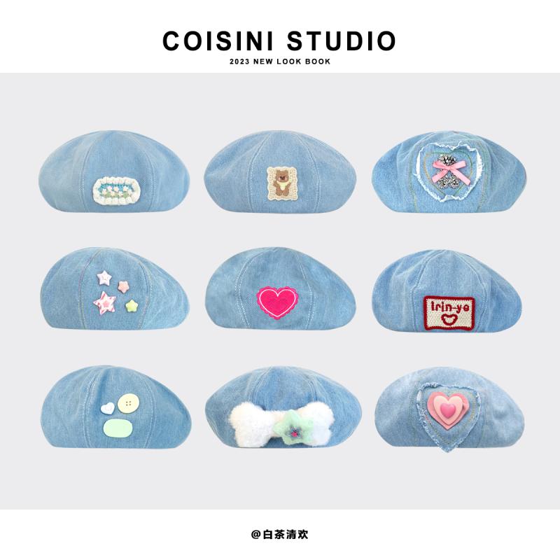 かわいい カウボーイ ベレー 帽 レディース 春夏 さわやか パッチワーク ペインター 帽子